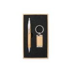 Kit Caneta e Chaveiro Bambu em Estojo Personalizado